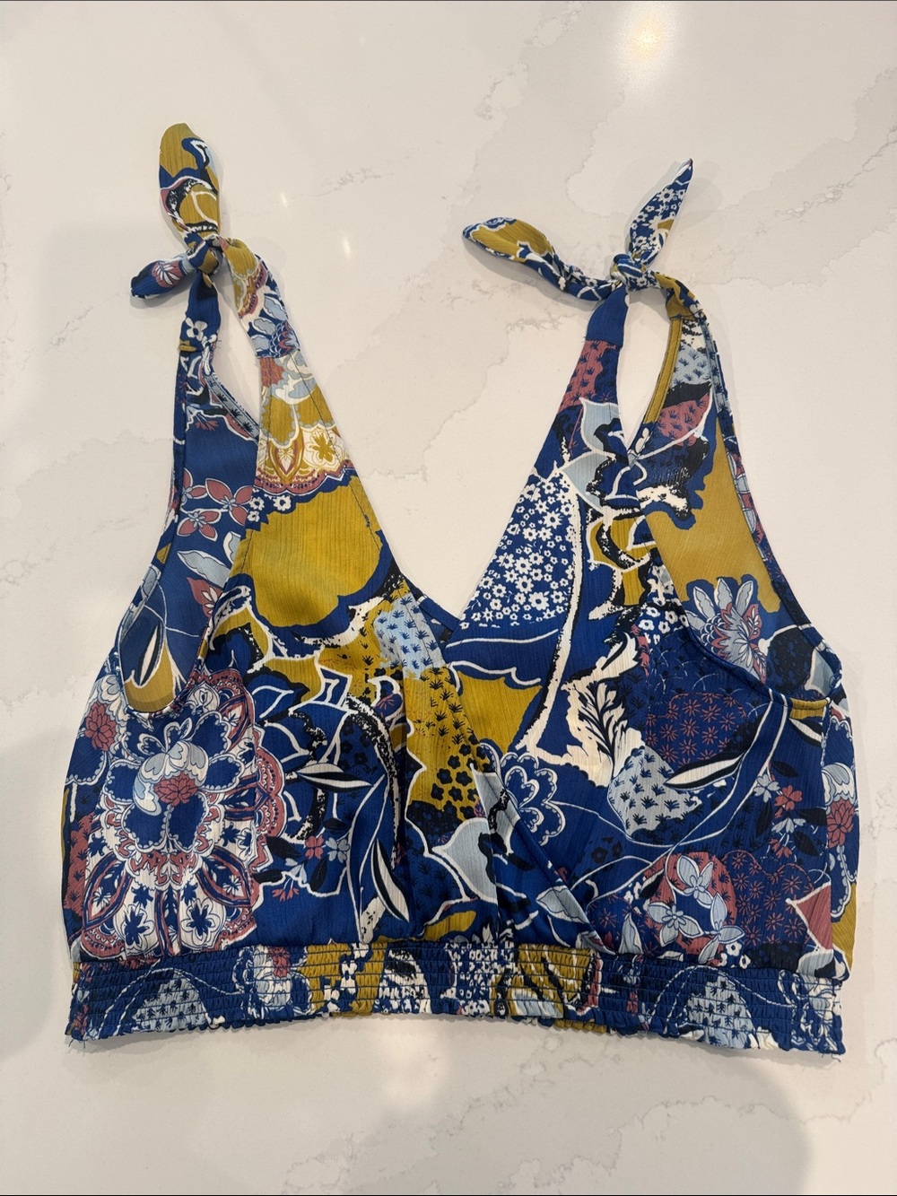 Free People Floral Print Tie-Strap Crop